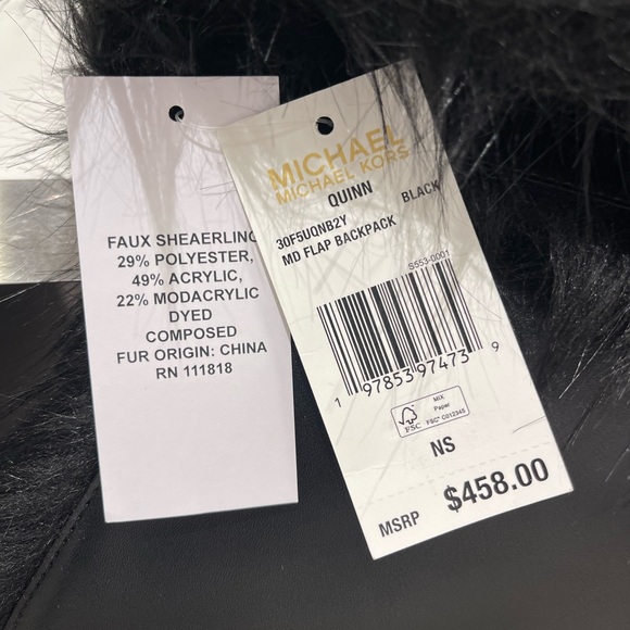 MICHAEL MICHAEL KORS Quinn Medium Flap Faux Fur Backpack
Black 
NWT - Picture 13 of 16